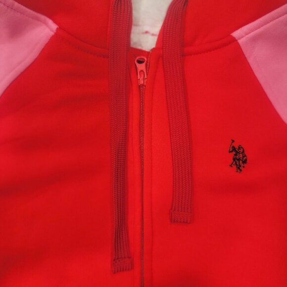 NWT! US Polo Assn Pink /Red Zip-up Hoodie with Sherpa Lining - Size M - Picture 10 of 10
